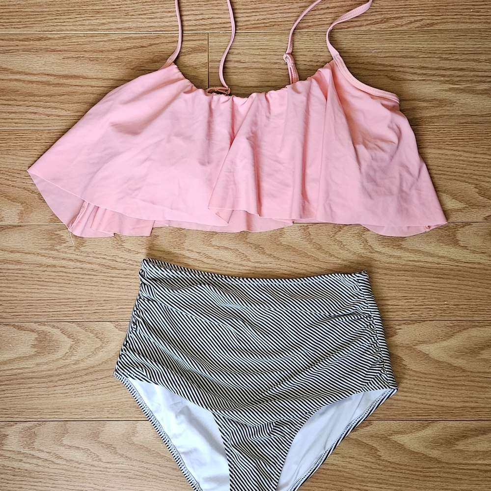Cupshe Woman's Pink High Waisted  Bikini Set
